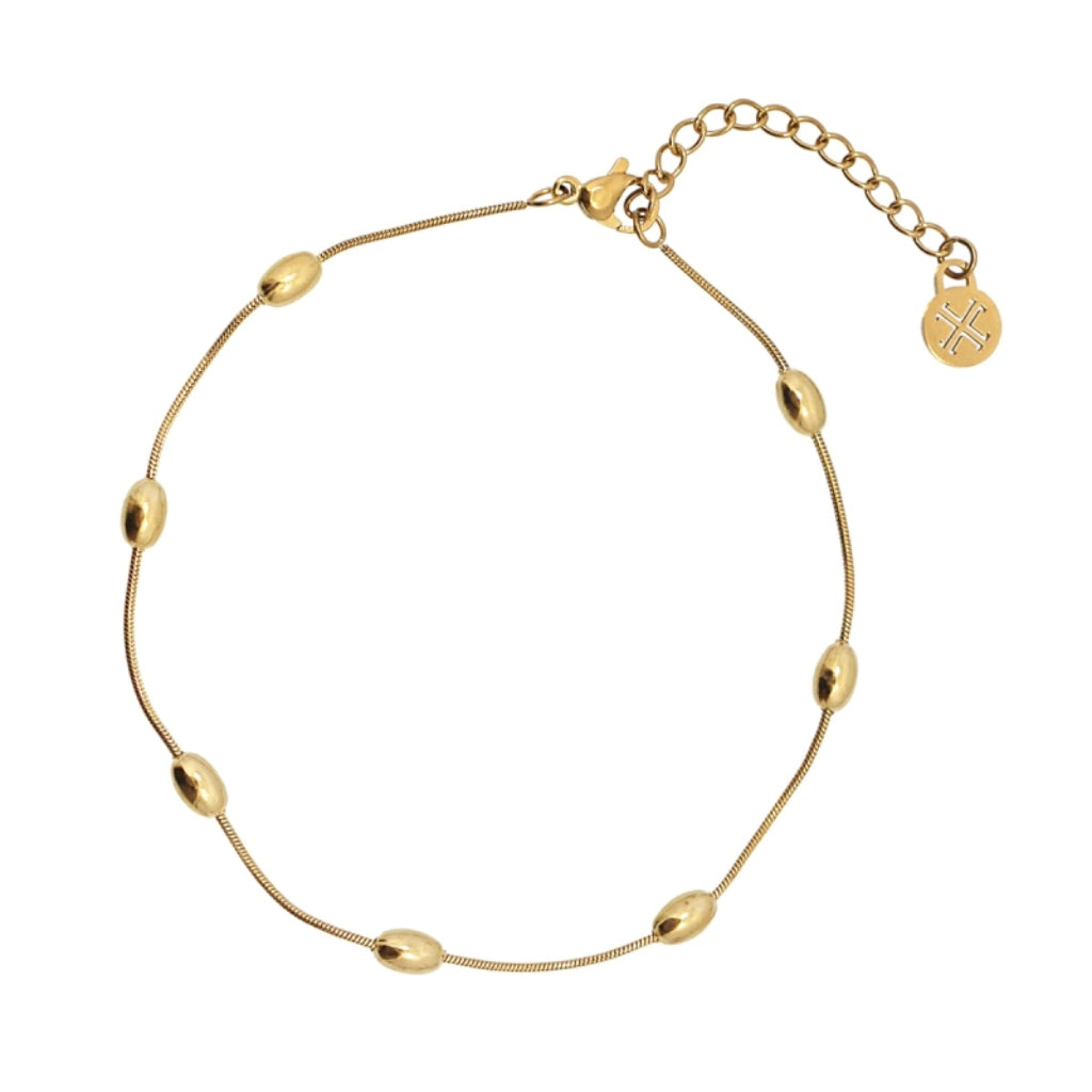 Steel Oval Bead Detail Chain Anklet | Anartxy