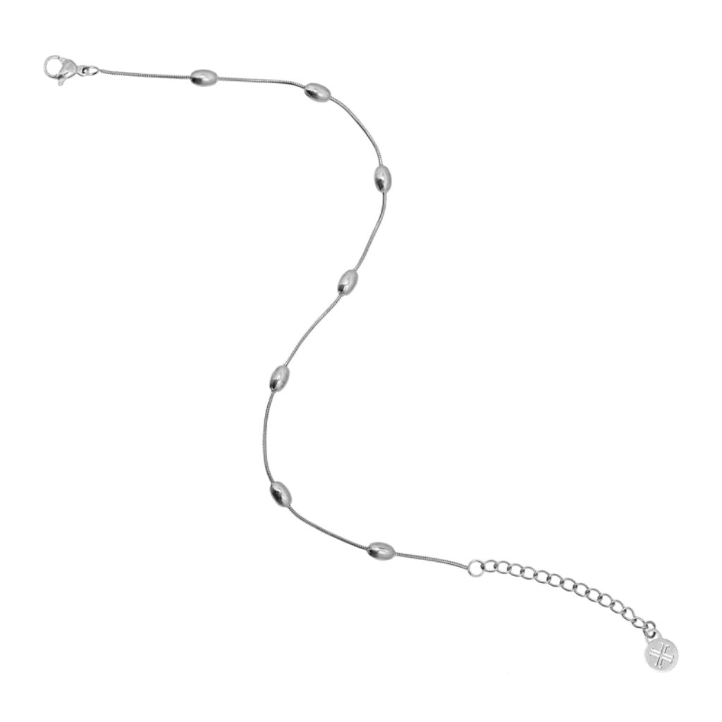 Steel Oval Bead Detail Chain Anklet | Anartxy