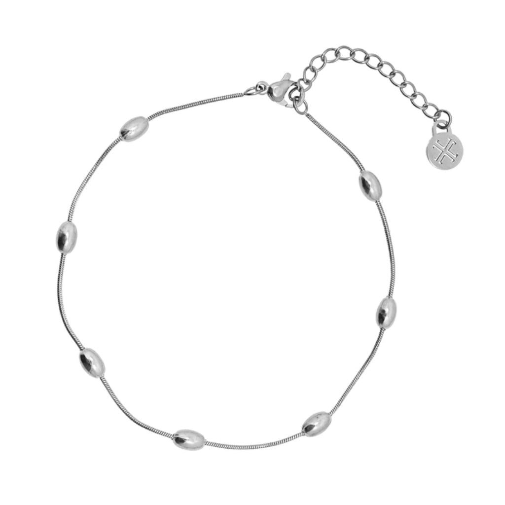 Steel Oval Bead Detail Chain Anklet | Anartxy
