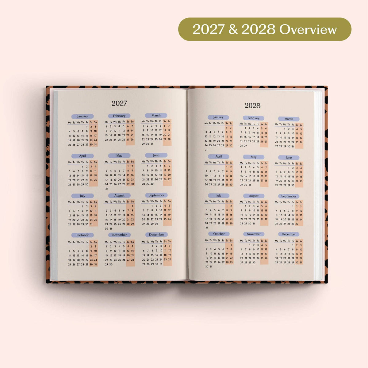 2027 Diary | A5 Hardcover Week to View | Leopard | Good Tuesday
