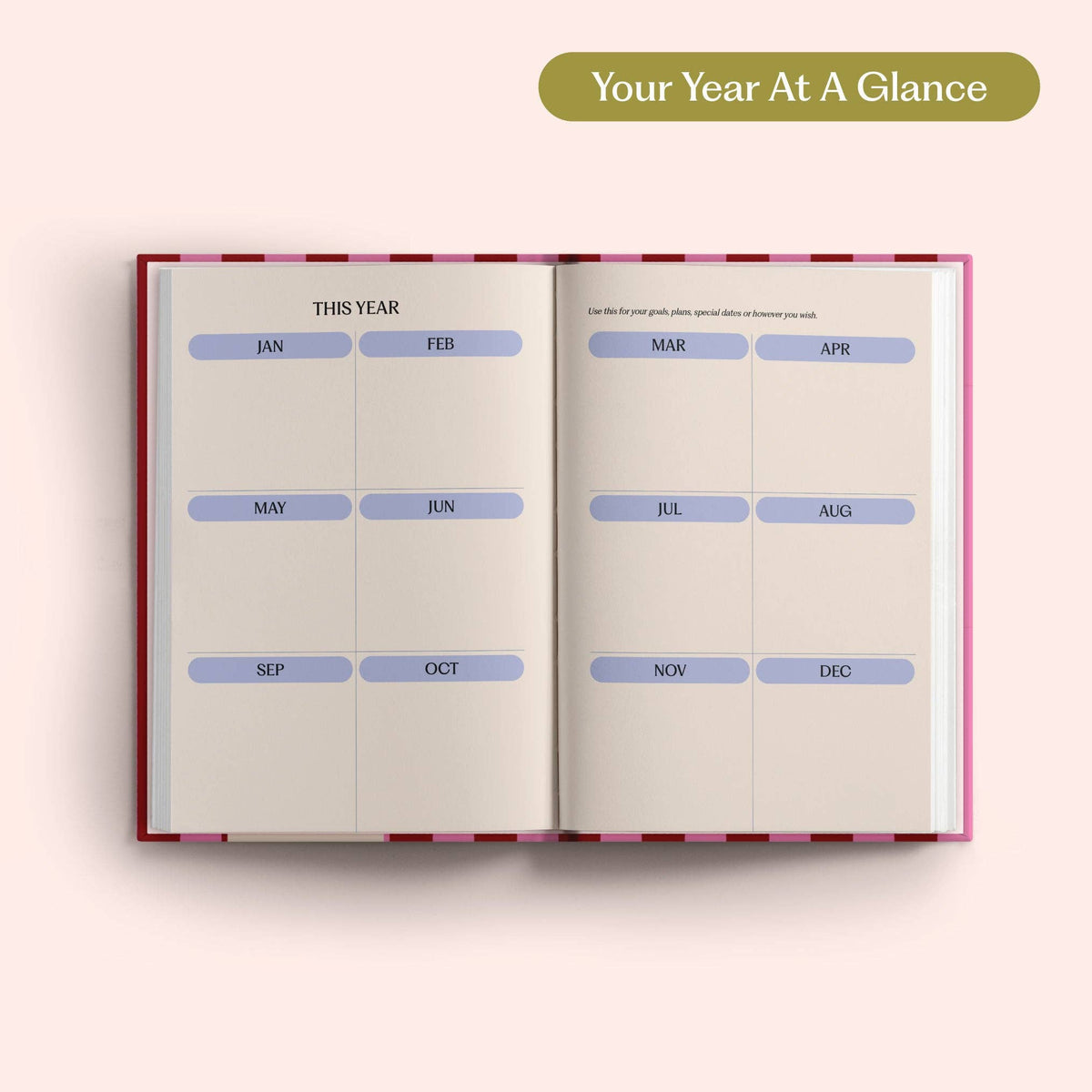 2027 Diary | A5 Hardcover Week to View | Pink & Red Stripe | Good Tuesday