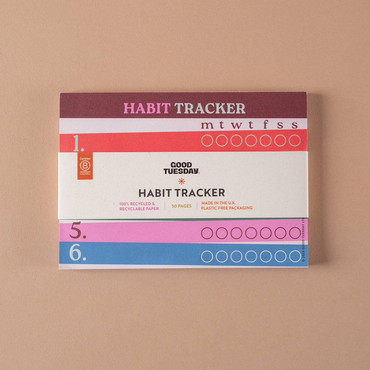 Weekly Habit Tracker A6 Pad | Work Hard, Play Nice | Good Tuesday