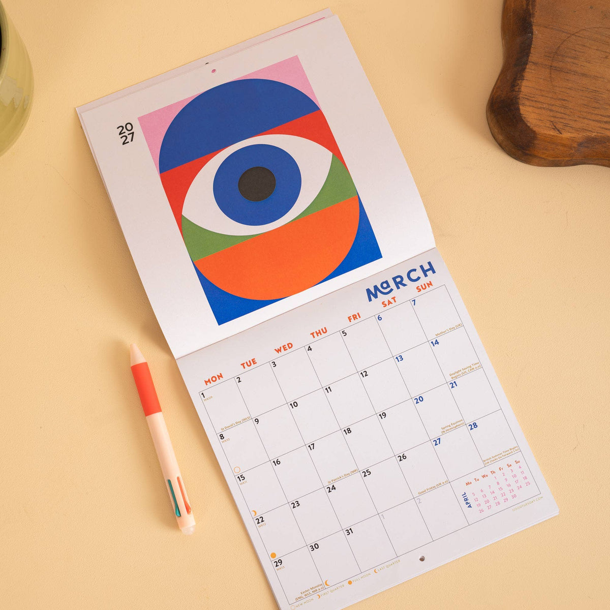 2027 Compact Wall Calendar | Modernist | Good Tuesday