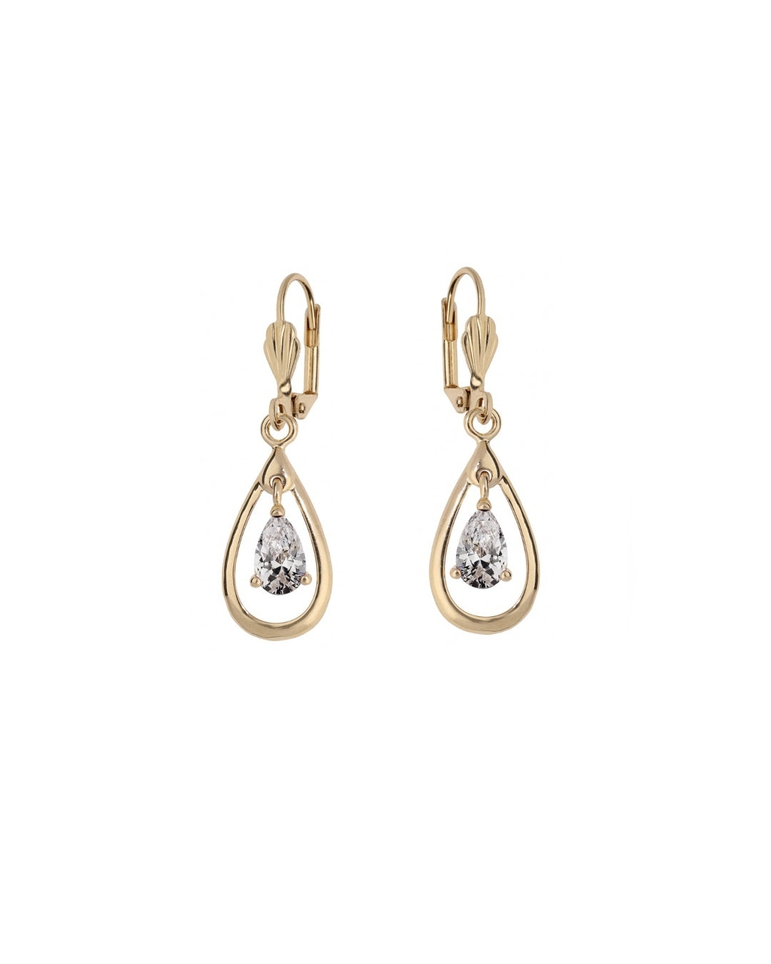 18ct Gold Plated Teardrop Dangle Earrings | Fossia