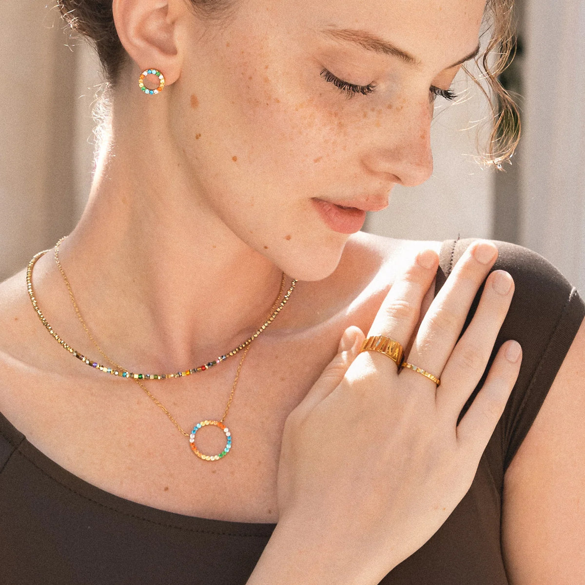 Sparkling Circle Necklace | Coeur De Lion