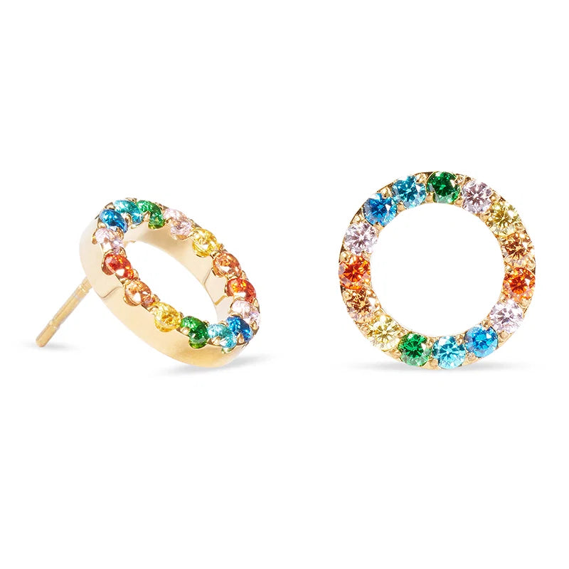 Sparkling Circle Multicolour Stud Earrings | Coeur De Lion