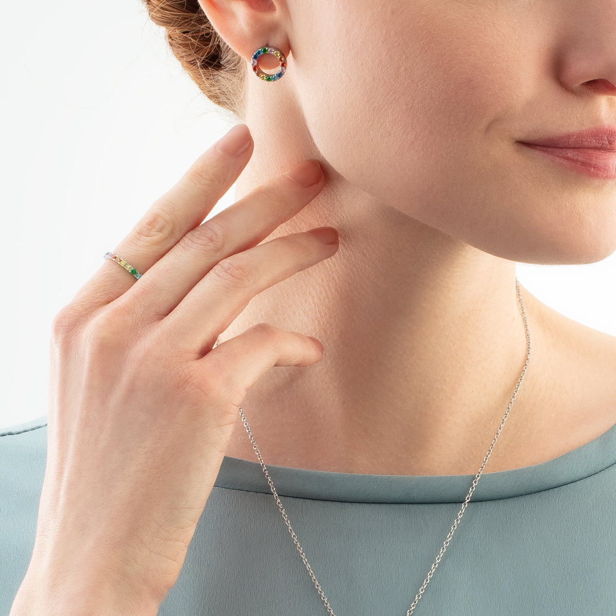 Sparkling Circle Multicolour Stud Earrings | Coeur De Lion