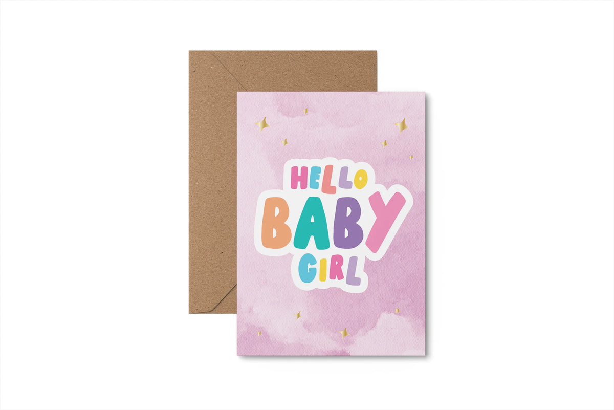 Hello Baby Girl | New Baby Card | Slieve Studio