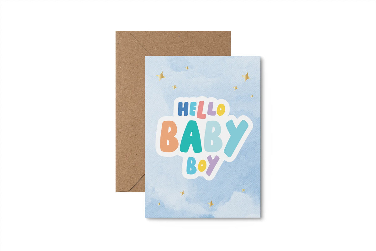 Hello Baby Boy | New Baby Card | Slieve Studio