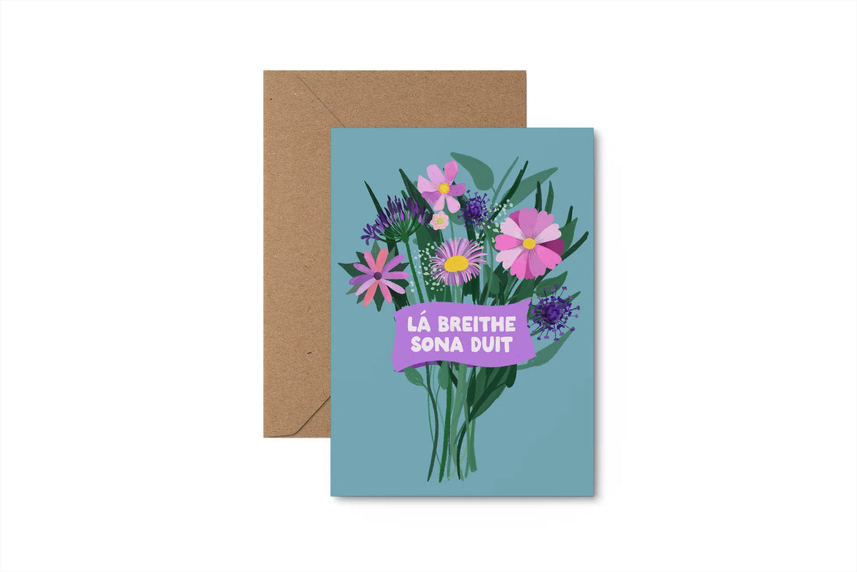 Lá Breithe Sona Duit Flowers | Irish Birthday Card | Slieve Studio