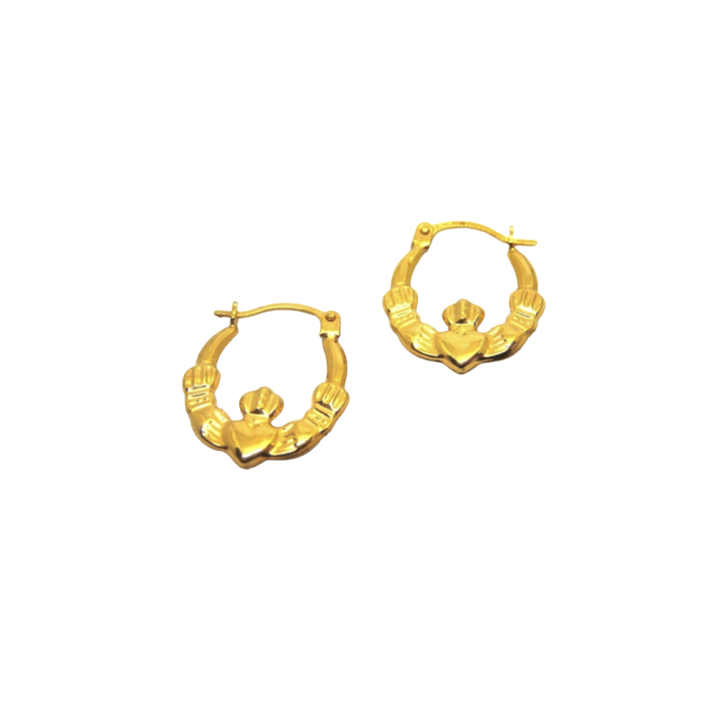 9ct Gold Claddagh Hoop Earrings | Siun