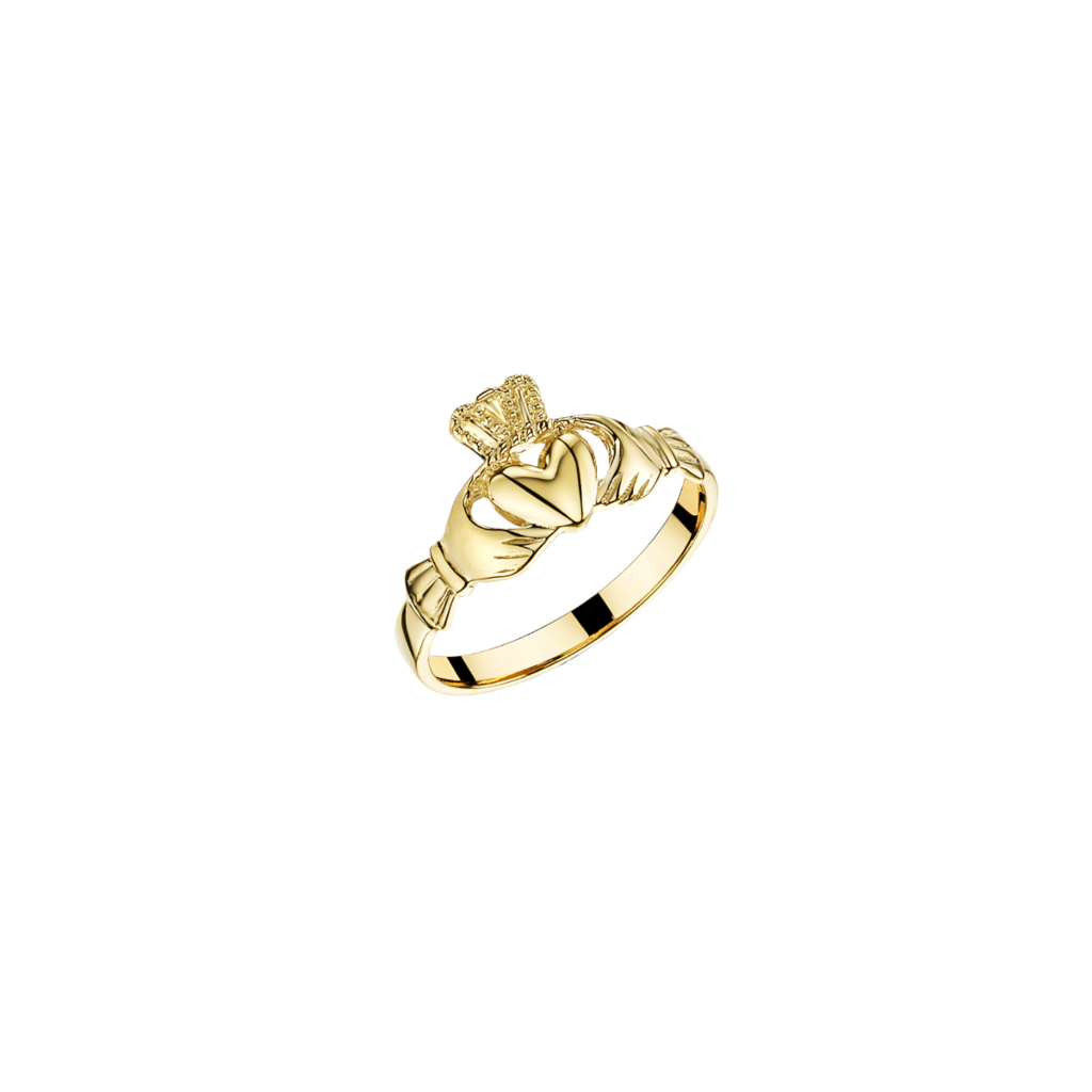 9 Carat Gold Claddagh Ring Domed Heart