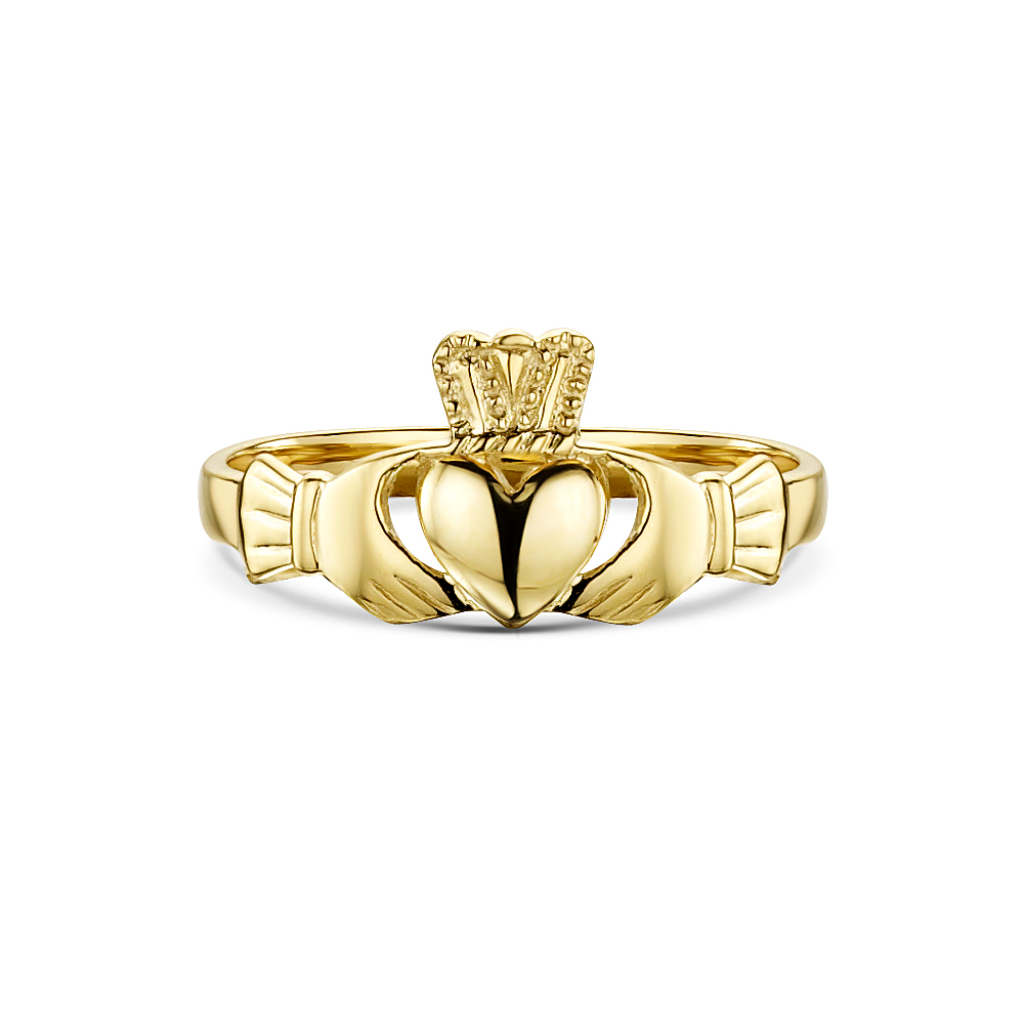 9 Carat Gold Claddagh Ring Domed Heart