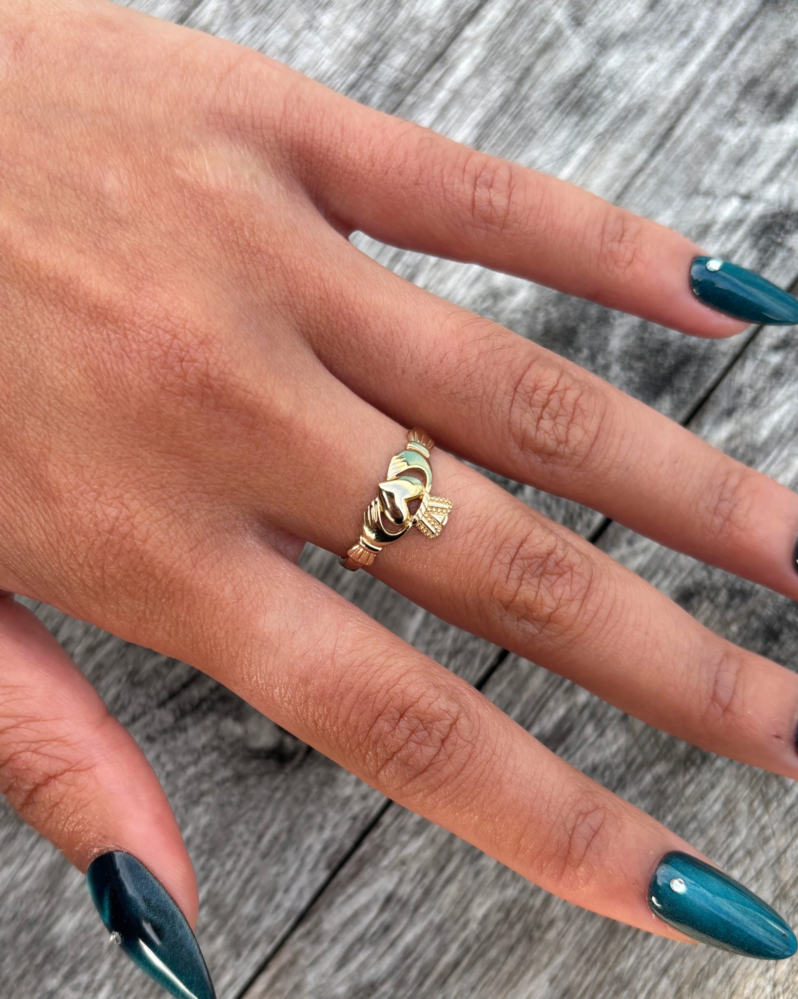 9 Carat Gold Claddagh Ring Domed Heart