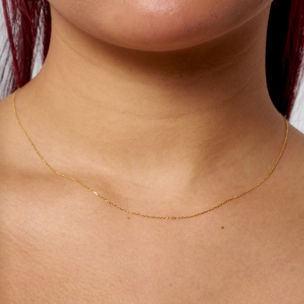 9 Carat Gold Delicate Cable Chain Necklace 