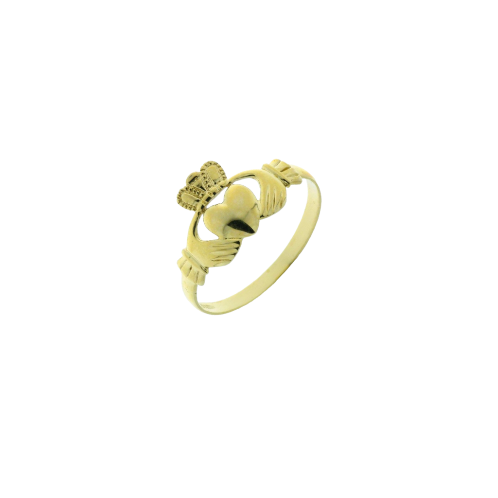 9 Carat Gold Dainty Claddagh Ring Flat Heart Design