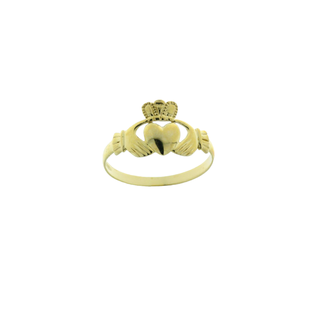 9 Carat Gold Dainty Claddagh Ring Flat Heart Design
