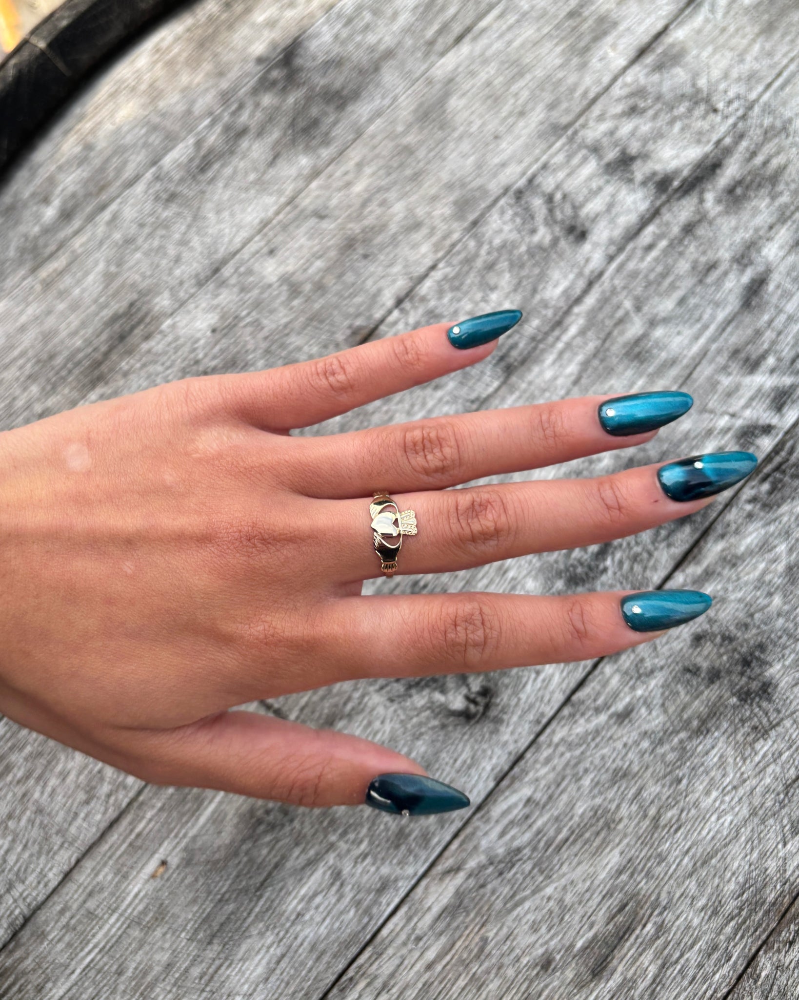 9 Carat Gold Dainty Claddagh Ring Flat Heart Design