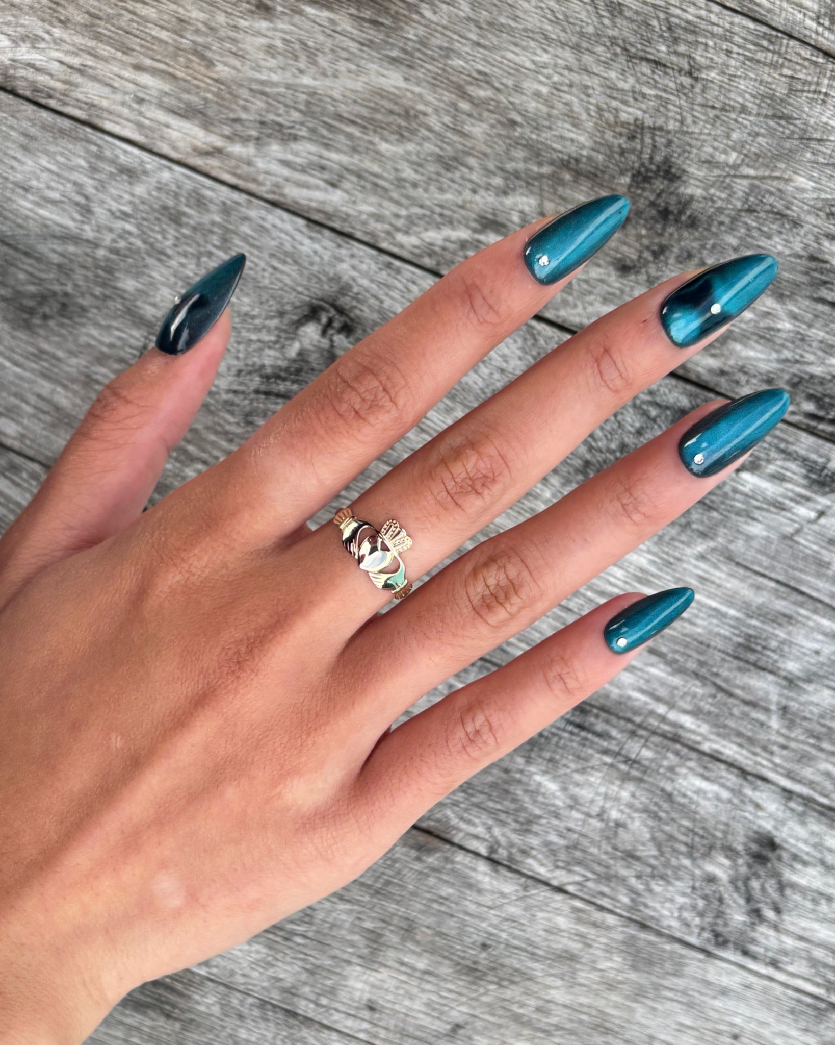 9 Carat Gold Dainty Claddagh Ring Flat Heart Design