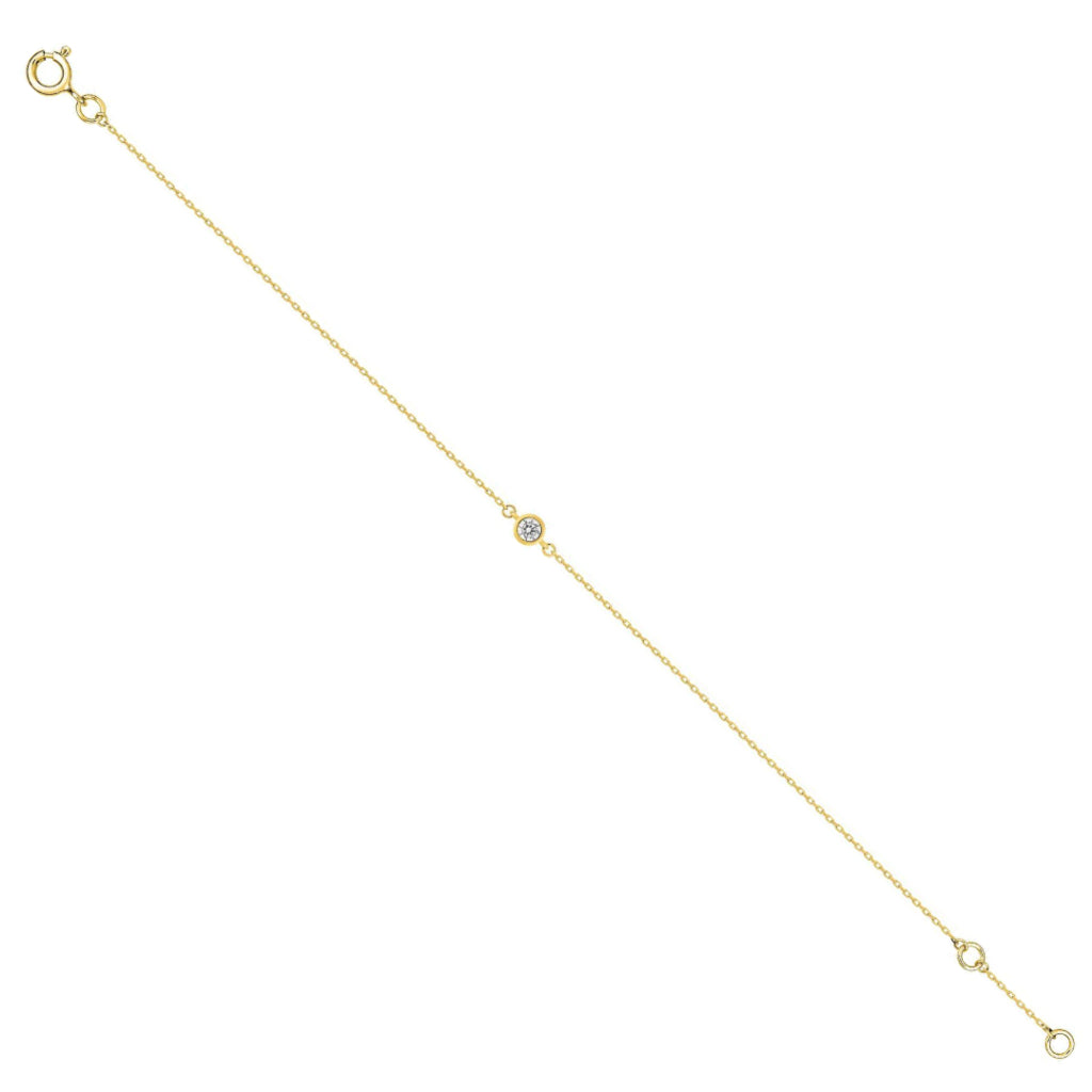9 Carat Gold Delicate Clear Circle Stone Bracelet