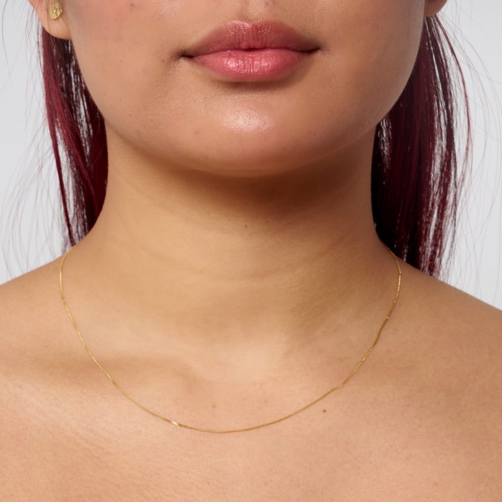 9 Carat Gold Delicate Curb Chain Necklace