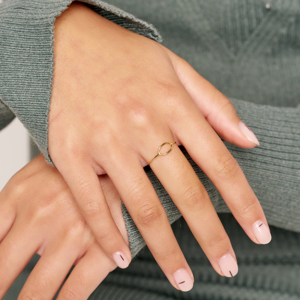 9 Carat Gold Delicate Oval Cut Out Ring