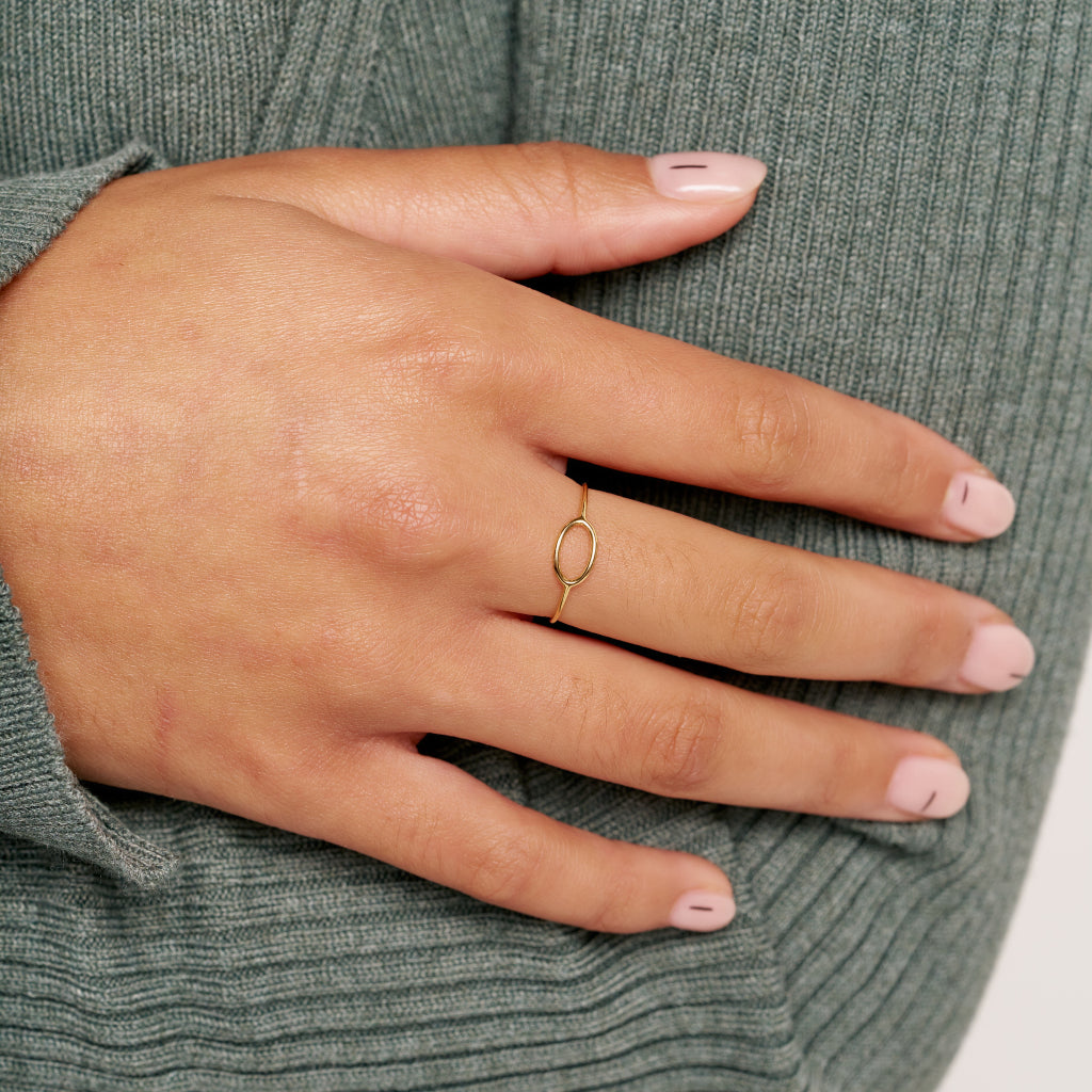 9 Carat Gold Delicate Oval Cut Out Ring