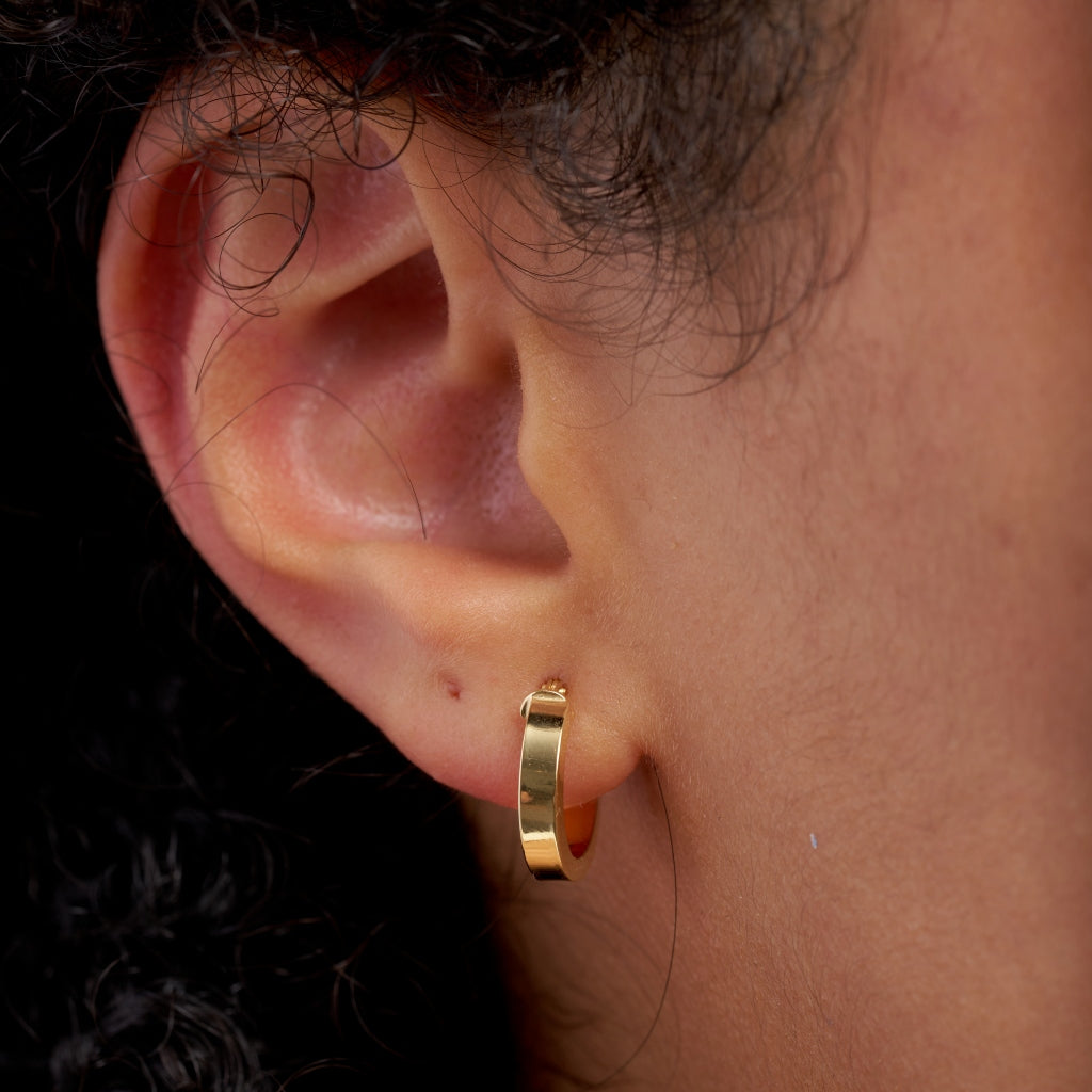 9 Carat Gold Square Tube Huggie Hoop Earrings