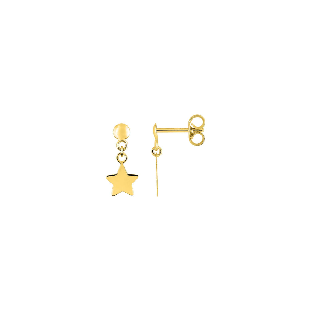 9 Carat Gold Star Dangle Stud Earrings