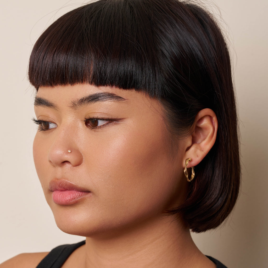 9 Carat Gold Twist Hoop Earrings