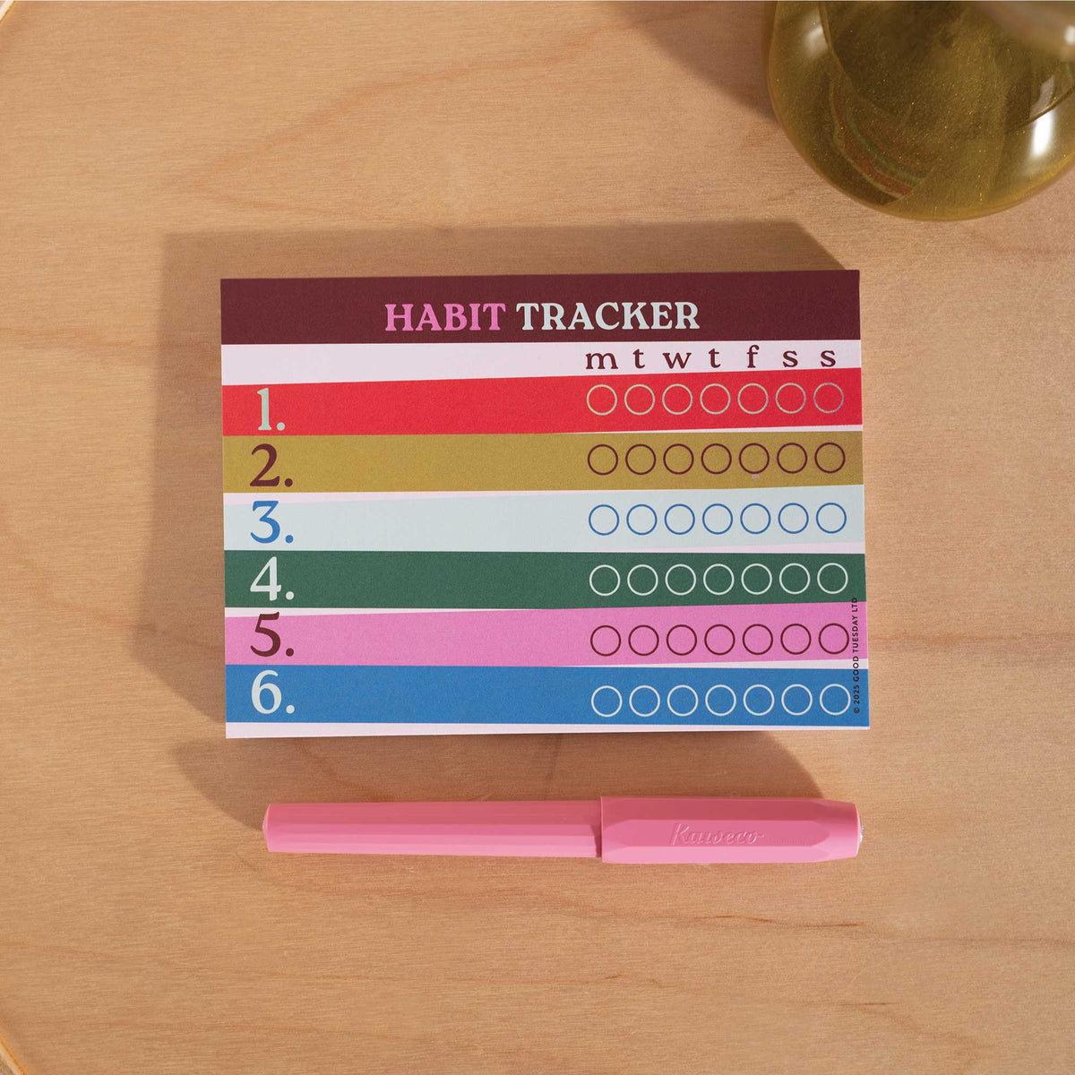 Weekly Habit Tracker A6 Pad | Work Hard, Play Nice | Good Tuesday