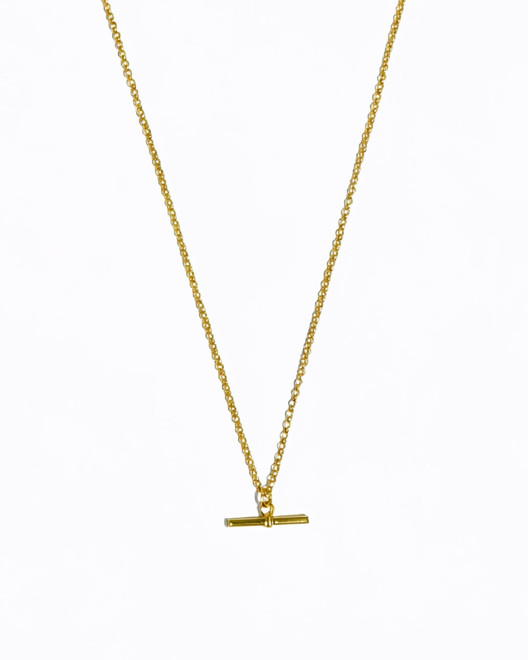 9ct Gold Belcher Chain Square T-Bar Pendant Necklace | Rio