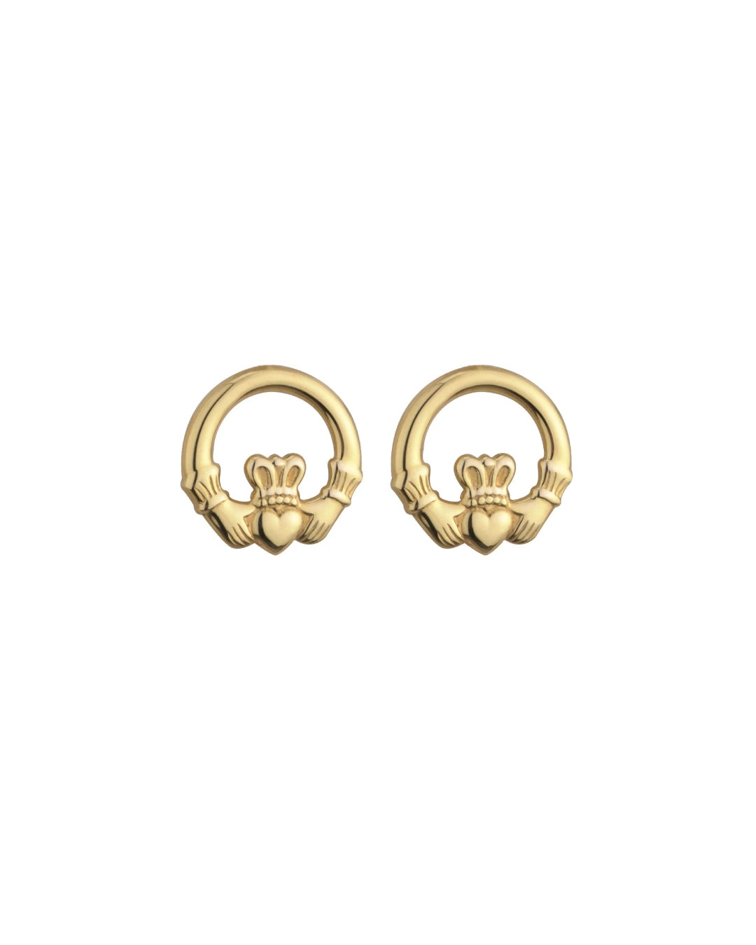 9ct Gold Light Claddagh Stud Earrings | Solvar