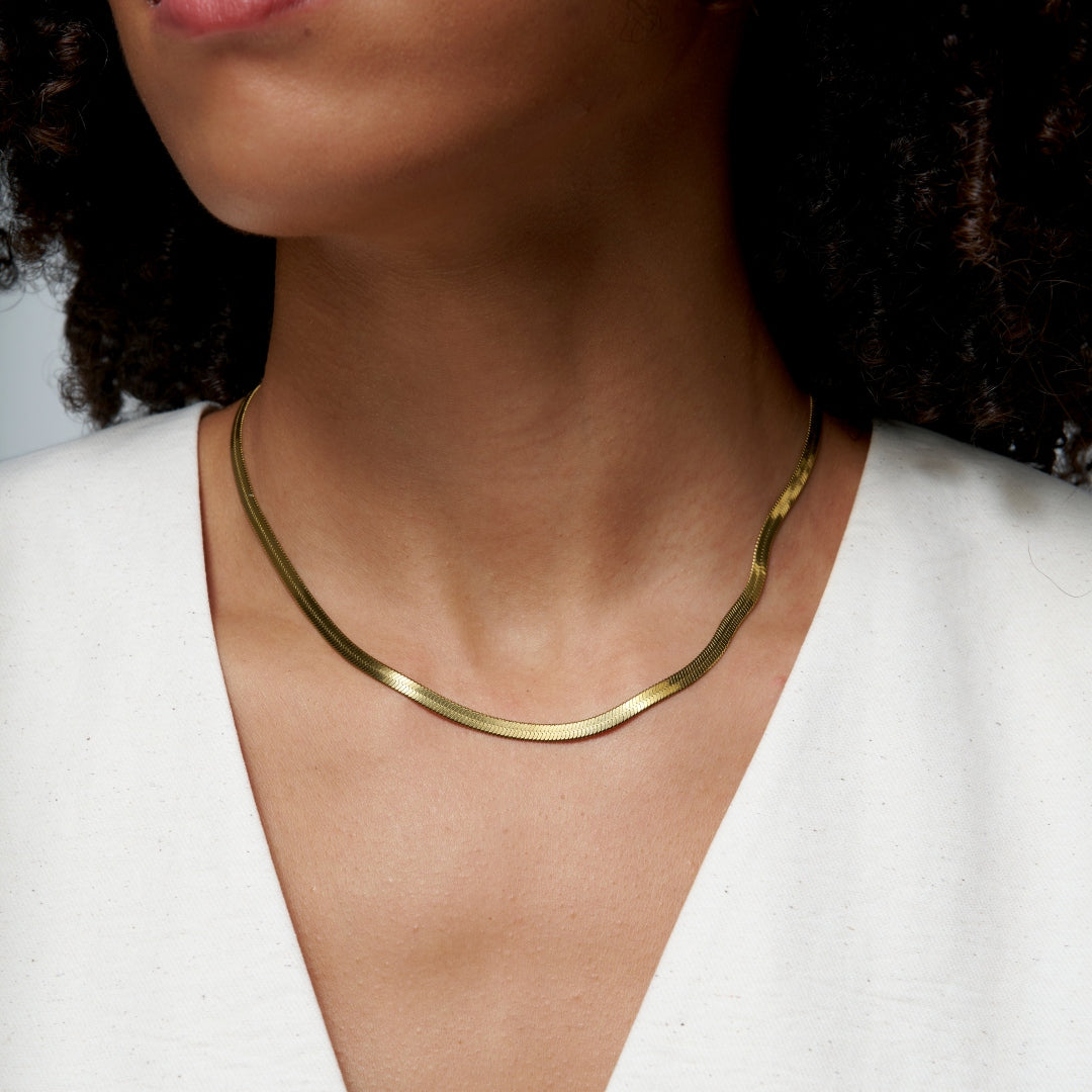 Steel Herringbone Chain Necklace | Anartxy
