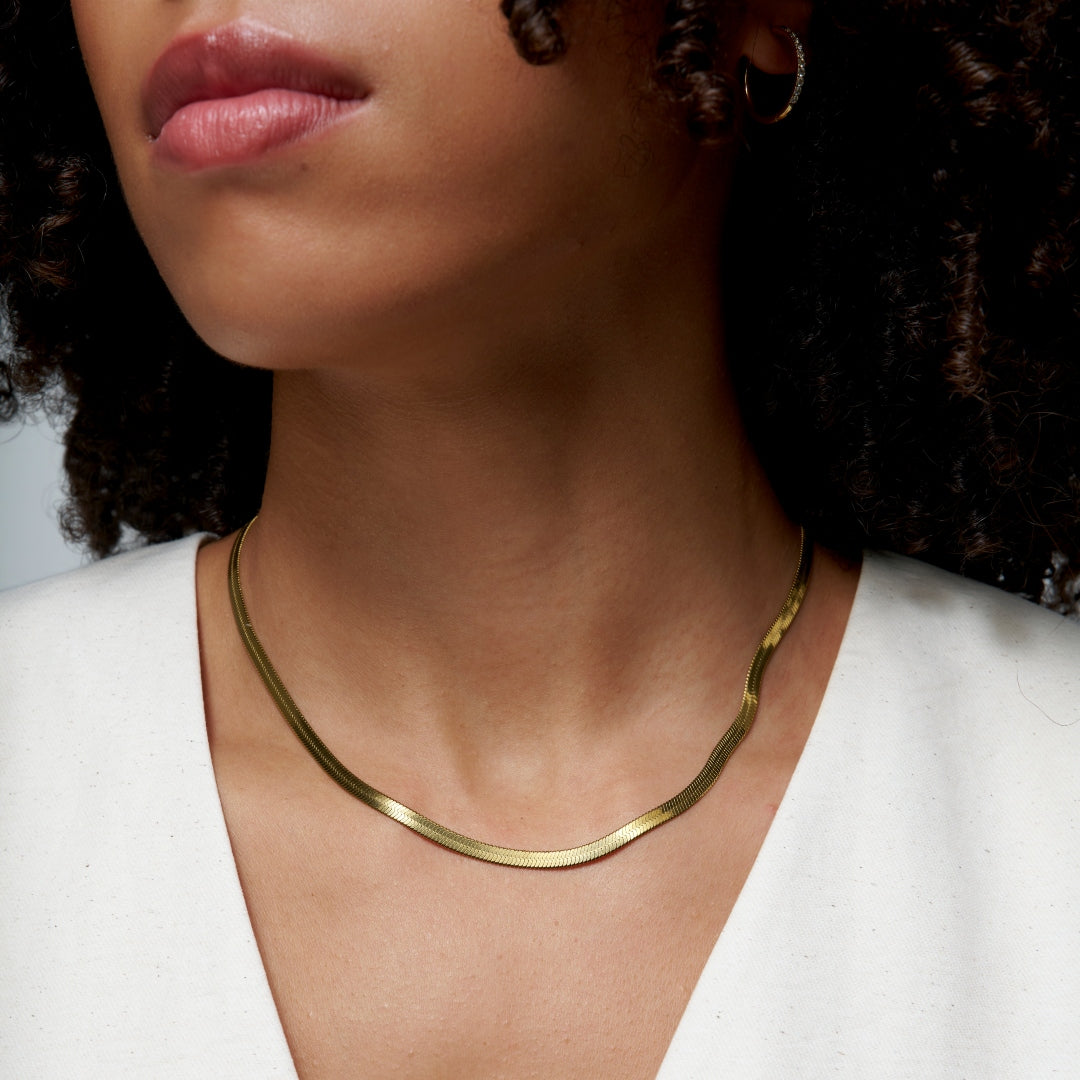 Steel Herringbone Chain Necklace | Anartxy