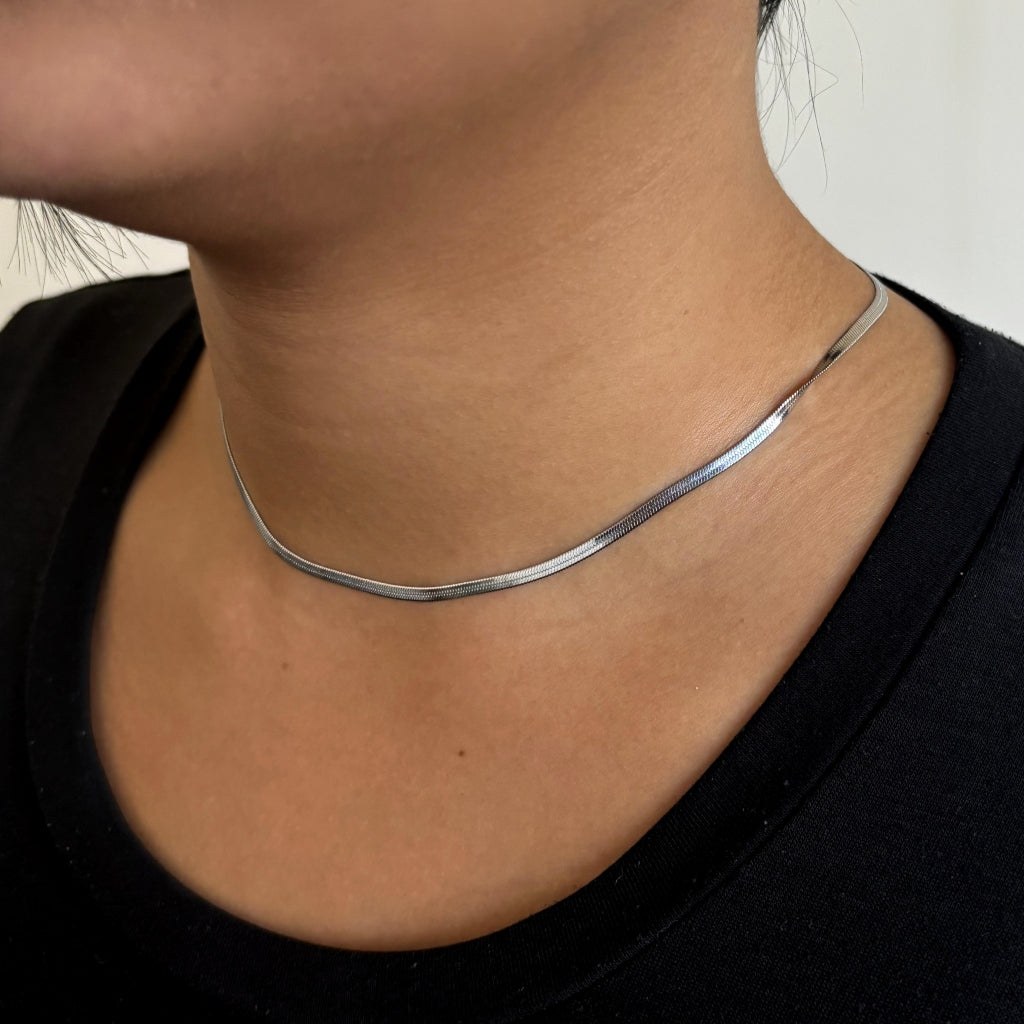 Steel Dainty Herringbone Chain Necklace | Anartxy