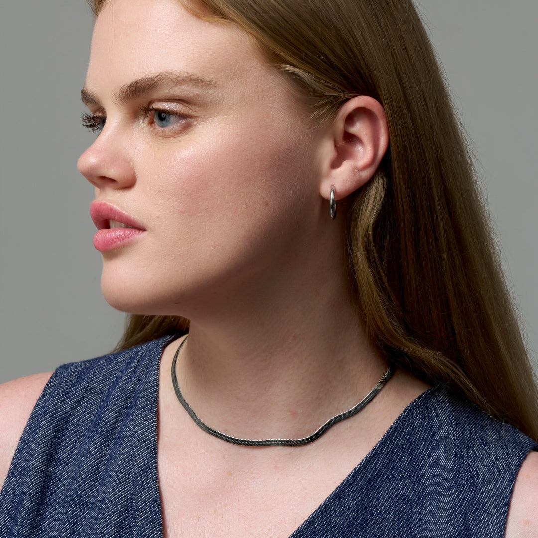 Steel Herringbone Chain Necklace | Anartxy