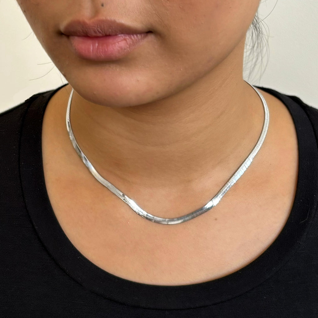 Steel Herringbone Chain Necklace | Anartxy