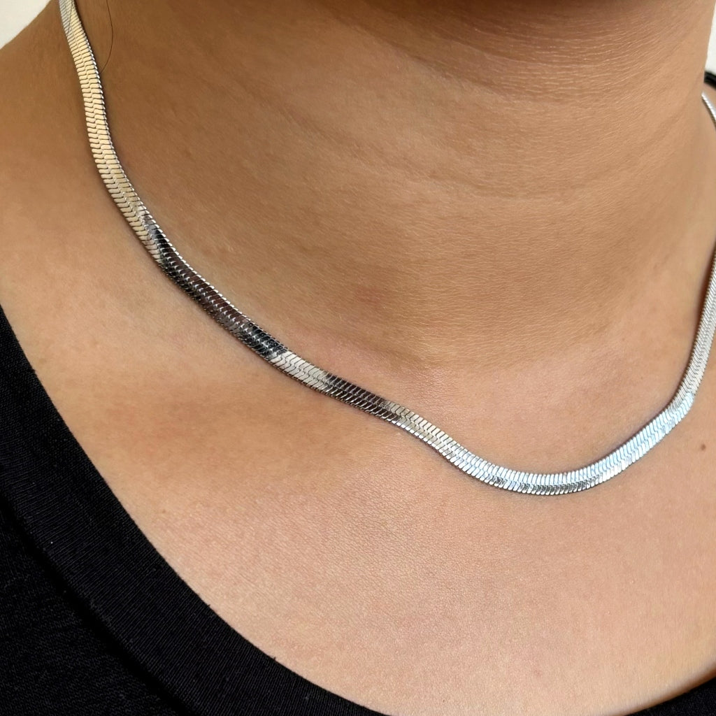 Steel Herringbone Chain Necklace | Anartxy