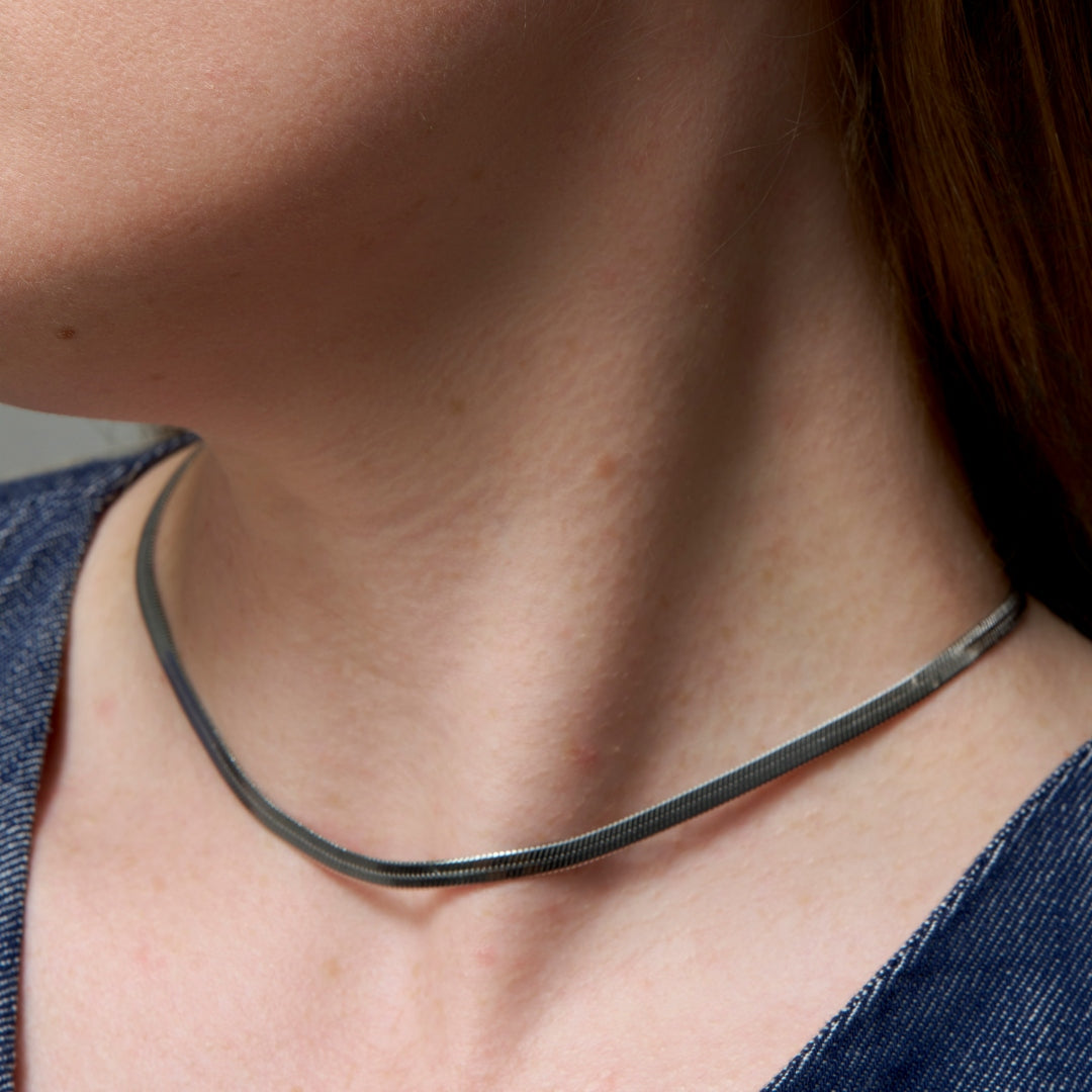 Steel Herringbone Chain Necklace | Anartxy