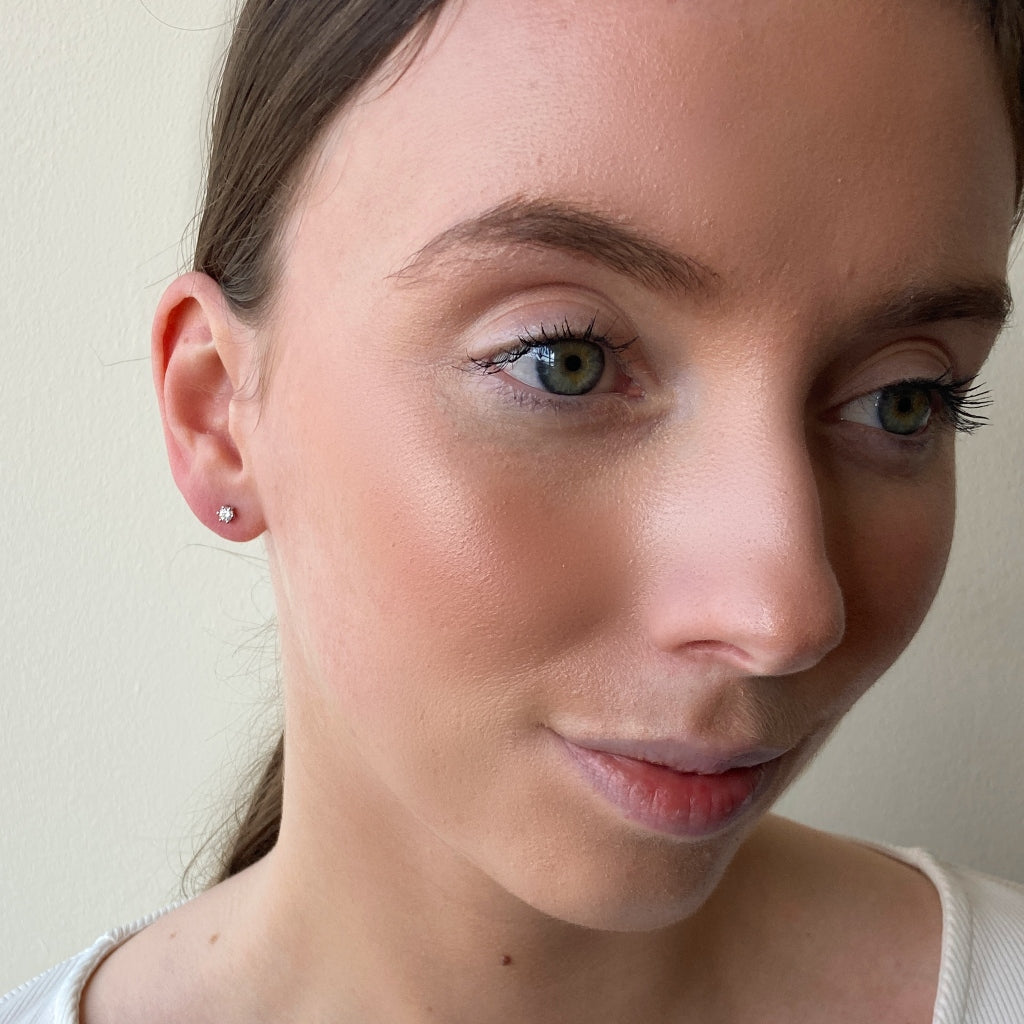 Avize Silver Delicate Crystal Stud Earrings