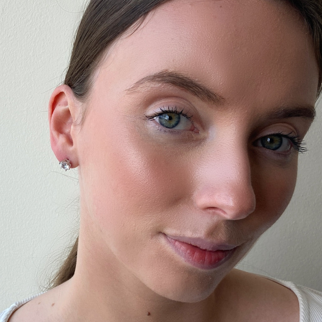 Avize Silver Delicate Crystal Stud Earrings