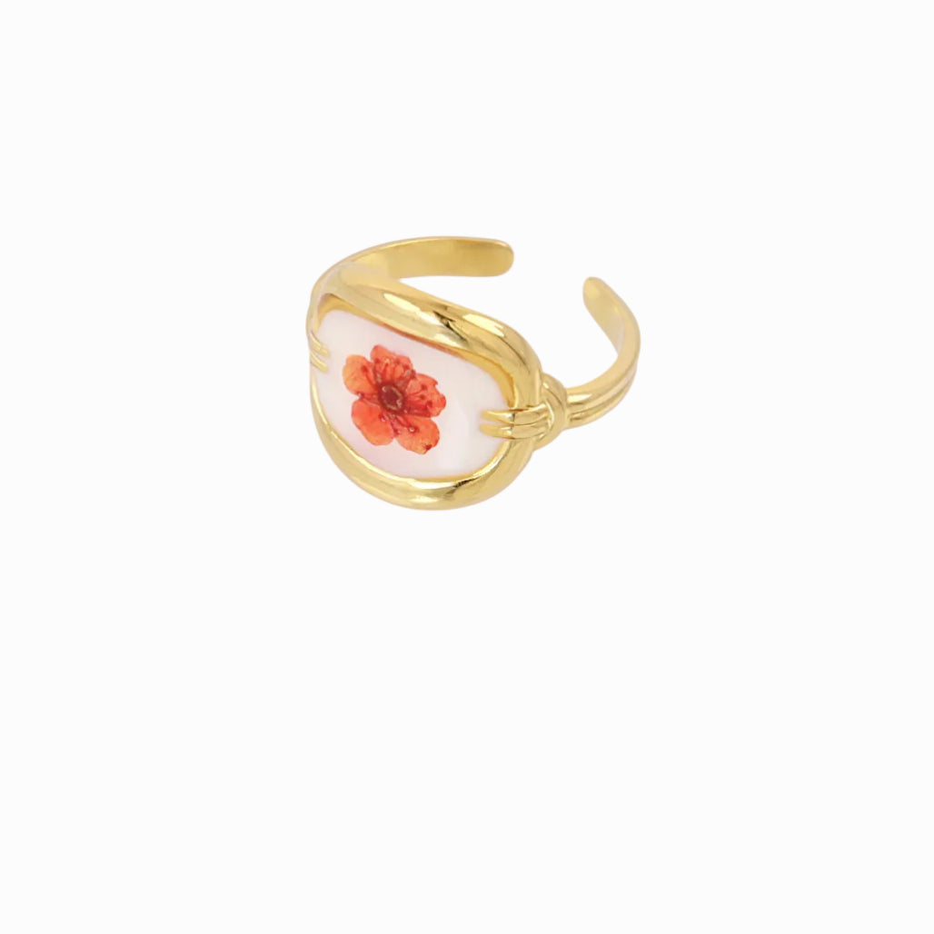 Steel Orange Flower Adjustable Ring | Anartxy