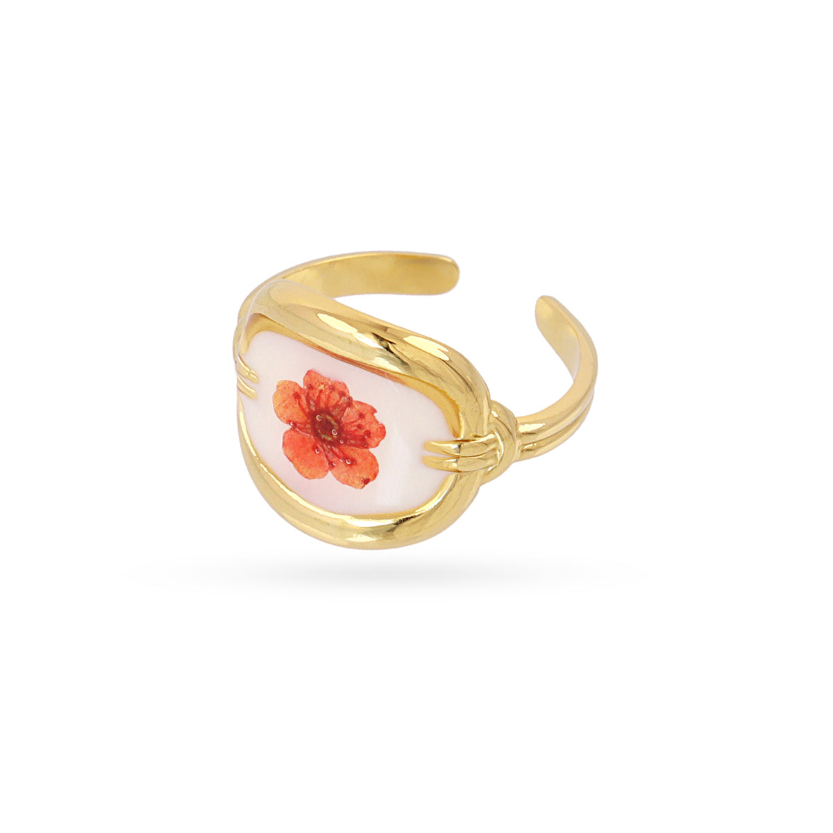 Steel Orange Flower Adjustable Ring | Anartxy