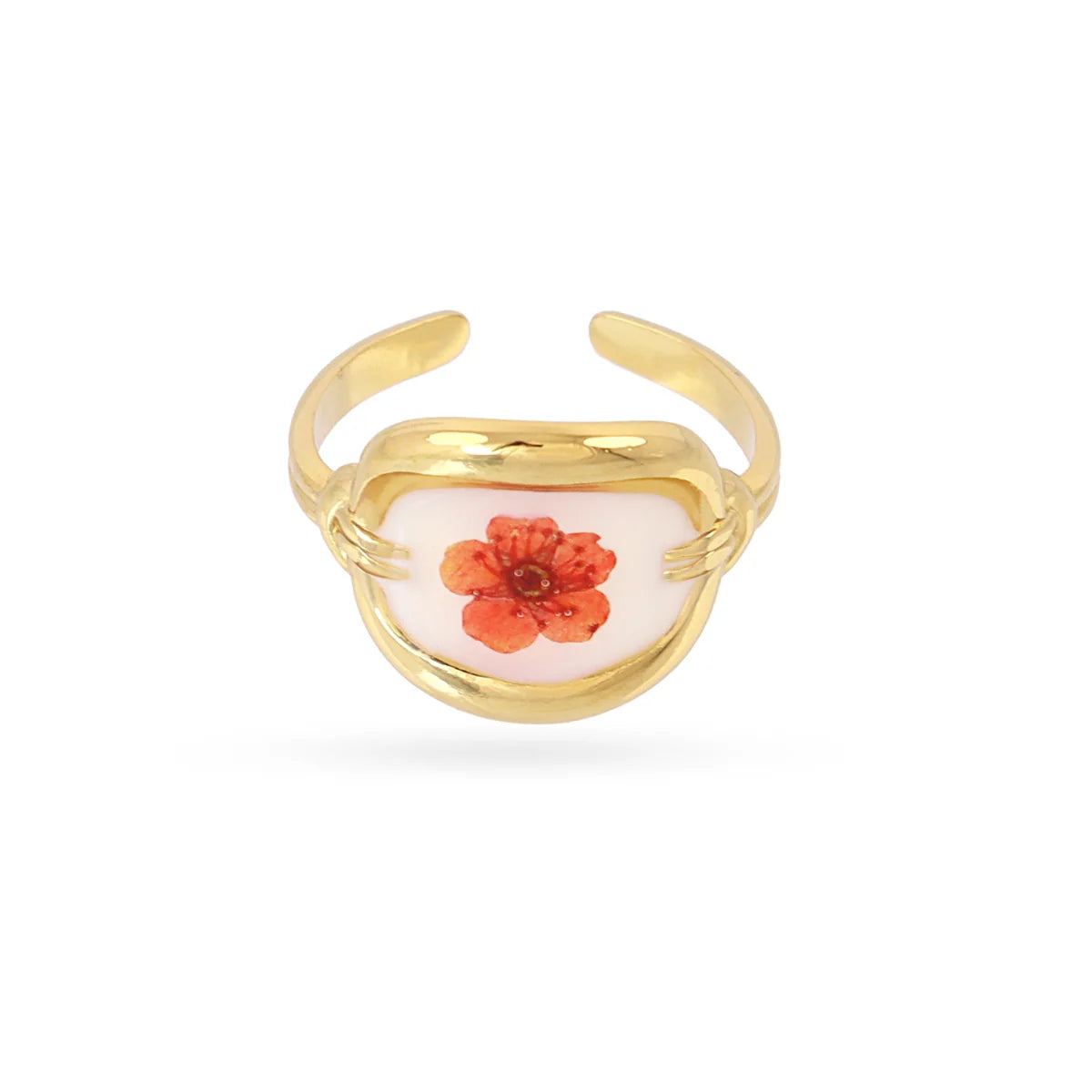 Steel Orange Flower Adjustable Ring | Anartxy