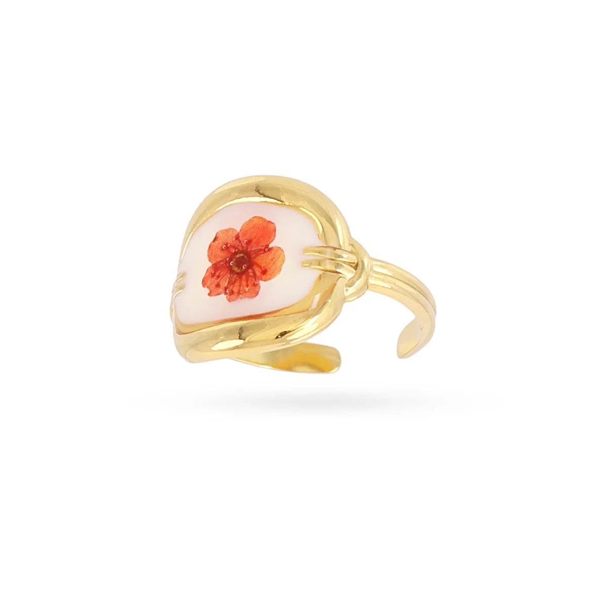 Steel Orange Flower Adjustable Ring | Anartxy