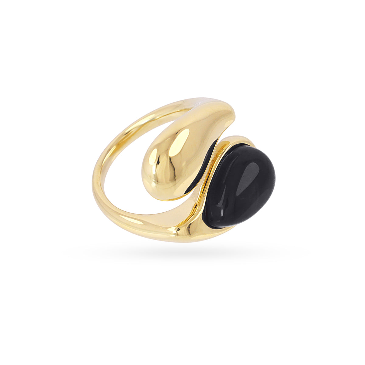 Steel Teardrop Natural Stone Open Ring | Anartxy