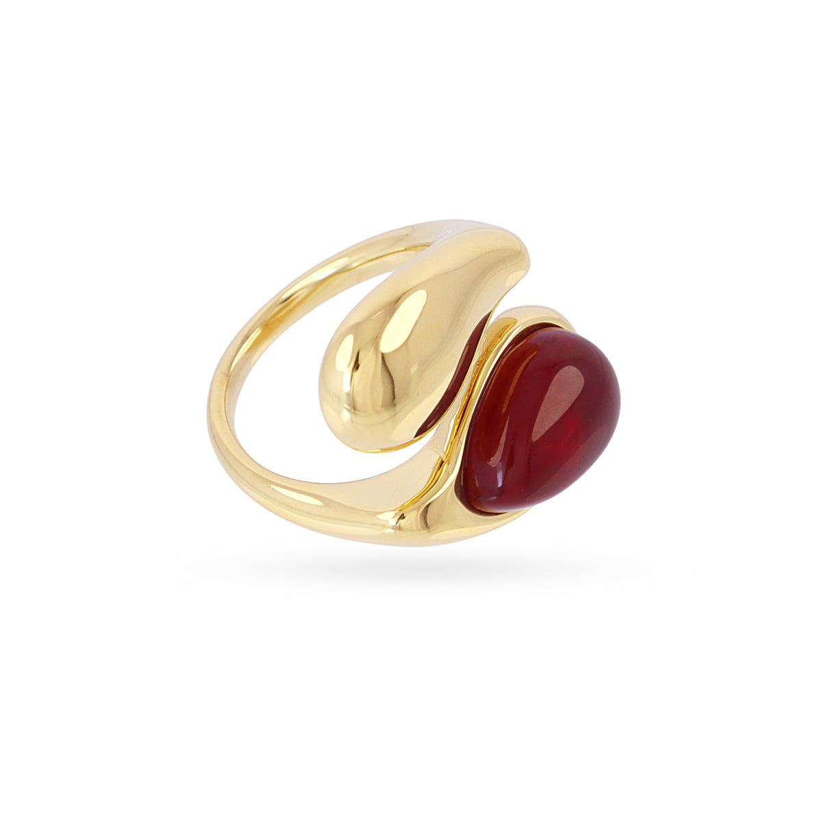 Steel Teardrop Natural Stone Open Ring | Anartxy