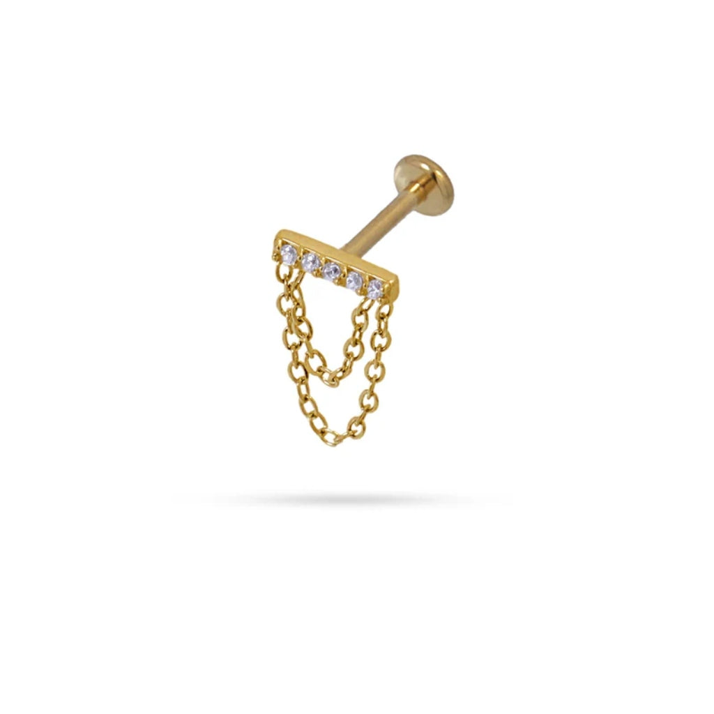 Bar Chain Flat Back Single Stud Earring | Anartxy