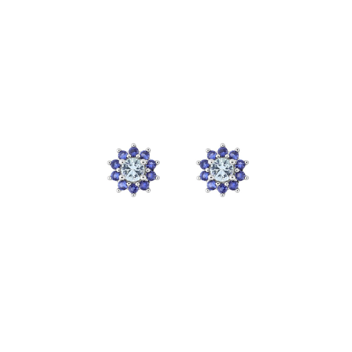Sterling Silver Blue Tones Cluster Stud Earrings | Joy